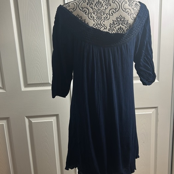 Purple Snow Blue Dress 3/4 Sleeve Smocked Relaxed Fit L - Picture 5 of 5